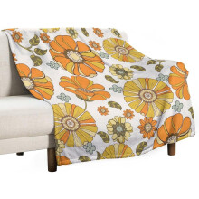 Vintage 70er Jahre Überwurfdecke Boho orange floral abstrakt 30" x