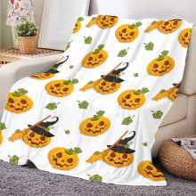 Coperta in flanella a forma di zucca di Halloween, 150x200 cm