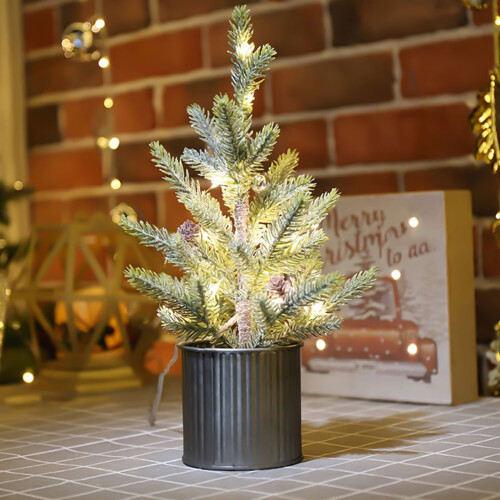 Mini sapin de Noël LED – Décoration de bureau en PVC vert, 1