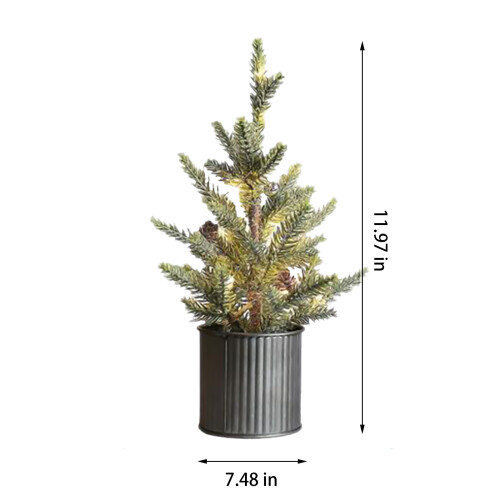 Mini sapin de Noël LED – Décoration de bureau en PVC vert, 2