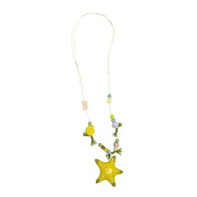 Geometric Starfish Pendant Necklace With Handwoven Chain-Yellow