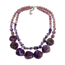 Fashion Irregular Double Strands Pendant Necklace-Purple