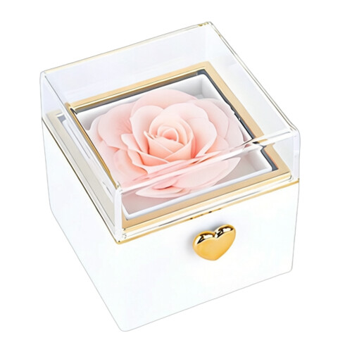 Boîtes à bagues rotatives innovantes, détails de fleurs,-Blanc