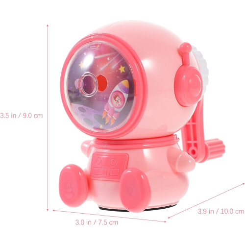 Manual Adjustable Single Hole Pencil Sharpener Cartoon Astronaut Design Pink Hand-Crank Sharpener 1