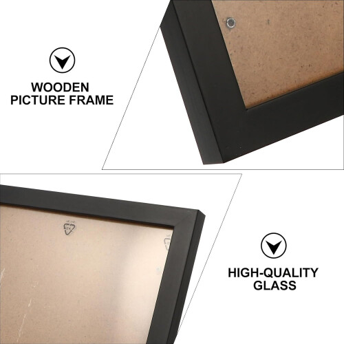 Square Wooden Photo Frame Simple Creative Design Black Timber Material Stable Movable Support 2