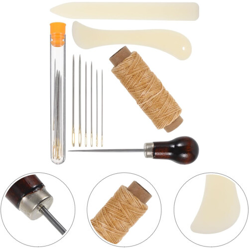 Leather Craft Kit Hand Stitching Tools 11pcs DIY Bookbinding Sewing Beginner Kit 1