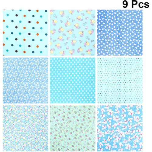 Set di 9 pezzi di stoffa di cotone per patchwork fai da te, 50x50 cm, ideali per quilting e cucito. 1