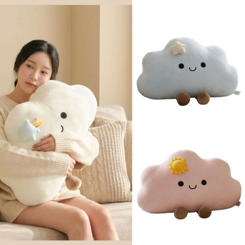 Cartoon Cloud Shape Backrest Cushion Reading Pillow For-Green 2