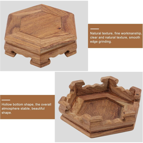 Socle de rangement pour objets d'art, présentoir hexagonal en bois, multifonctionnel 2