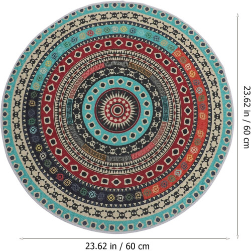 Boho-Teppich, rund, 60 cm, Polyester, waschbar, pflegeleicht, farbenfroher Boho-Teppich 2