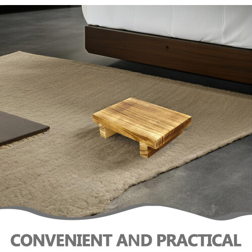 Taburete de madera con patas antideslizantes, taburete compacto de madera maciza. 2