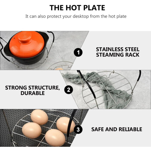 Stainless Steel Steaming Rack with Silicone Handle High Reliability Stable Characteristics 2