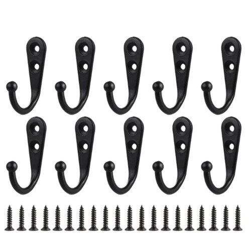 Patères murales noires à double trou – Lot de 10 1