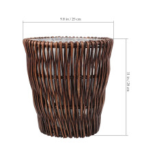 Gewebter Abfalleimer, Papierkorb aus Rattan und Kunststoff im Landhausstil, strapazierfähig und praktisch