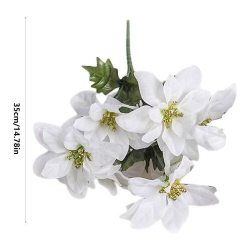 Artificial Poinsettia Set White Silk 3-Piece 1