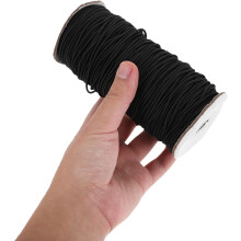 Cordon elastic rotund negru de 2 mm pentru cusut – curea elastică extensibilă de 100 de yarzi