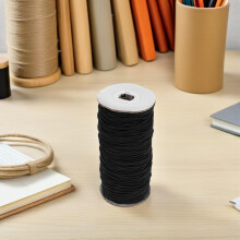 2 mm schwarzes rundes Gummiband zum Nähen – 100 Yards (ca. 91 m) dehnbares Gummiseil
