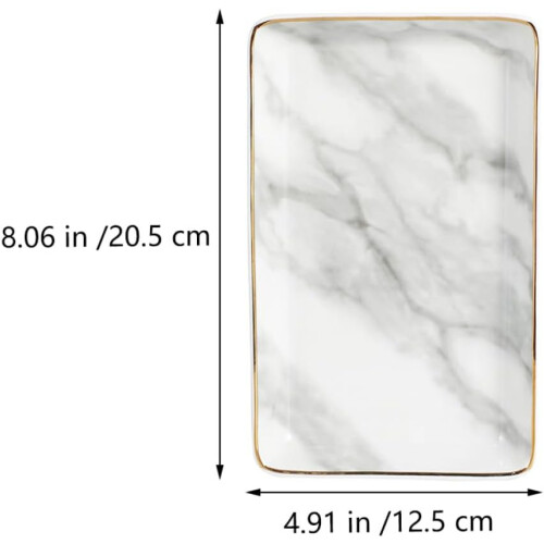 Multipurpose Ceramic Vanity Tray with Marble Pattern, Comfortable to Touch and Smooth Surface 1