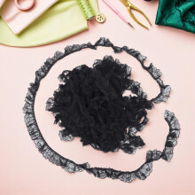 Lace Trim Ruffled Pleated Lace Flower Trim Wide Embroidered Floral Sewing Fabric