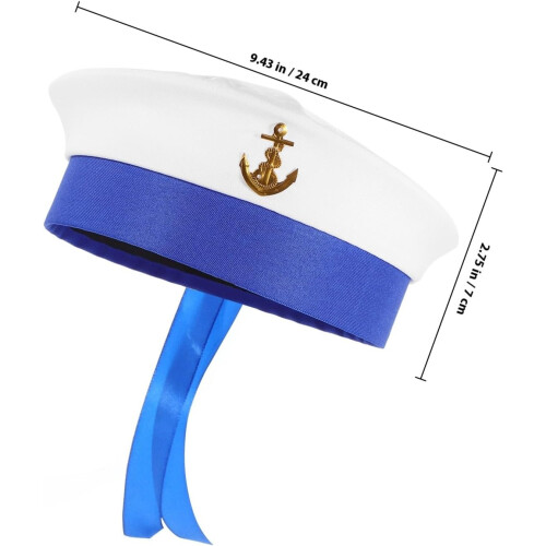 Boat Sailor Cosplay Hat round White Polyester Hat with Charming Elegant Style Sturdy Construction Excellent 1