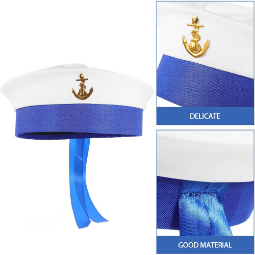 Boat Sailor Cosplay Hat round White Polyester Hat with Charming Elegant Style Sturdy Construction Excellent 2