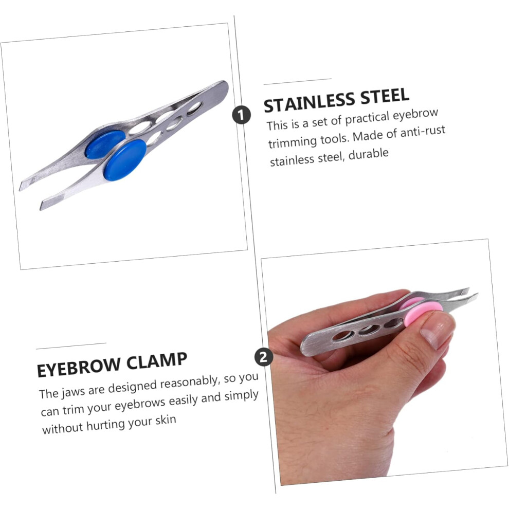Hkhbjs 4Pcs Stainless Steel Eyebrow Tweezers Eyebrow Shaper Makeup Tweezers Grooming Kit