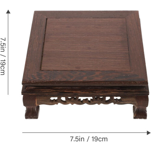 Rectangular Carved Wooden Pedestal Base Stand Smooth Displaying Collectibles Solid Quality Wood Antique 1