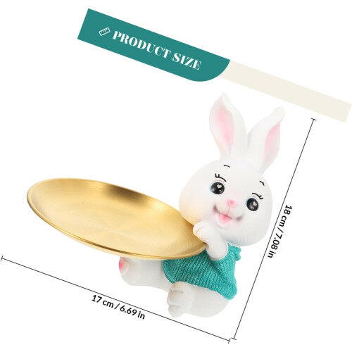 Bunny Statue Sundries Storage Tray Resin Decorative Design Storage Space 1