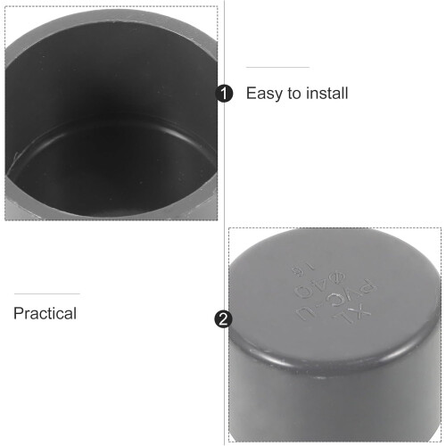 10Pcs Grey PVC Pipe End Caps Plug Replacement Protective Pipe Plug Caps 2