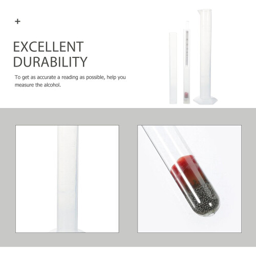 Alcohol Hydrometer Wine Making Kit with 0-100 Scale Triple Scale Tester and 100ml Plastic Graduated Cylinder 2
