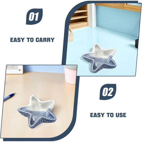 Blue Ceramic Sea Star Decorative Tray Multi-Purpose Storage Plate