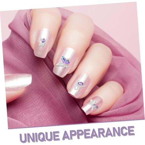 Décorations pour ongles nœud papillon gothique étoile strass violet 2