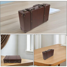 Decorative Small Box Vintage Style Pu and Wood Large Capacity Versatile Use Spacious Interior