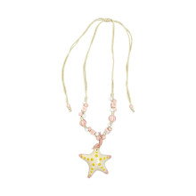 Trendy Starfish Necklace With Braided Chain-pink white