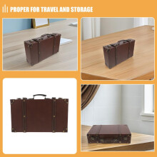 Petite boîte décorative style vintage en PU et bois, grande capacité, usage polyvalent, intérieur spacieux