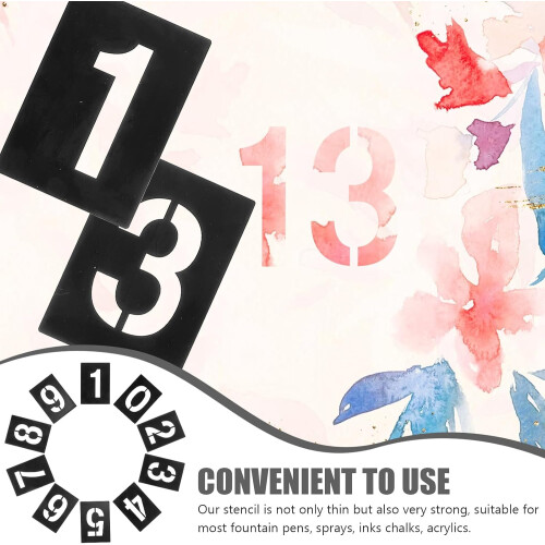 Stencil numerici in PVC, riutilizzabili, adatti per inchiostri e spray, colore nero. 2