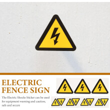 30Pcs Electric Fence Warning Stickers Adhesive High Voltage Caution Labels Yellow Triangle Safety Signs