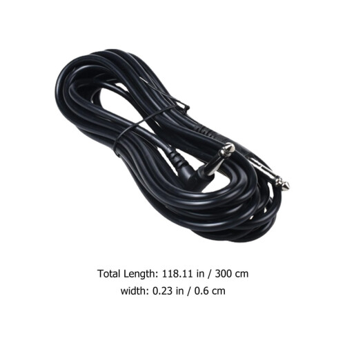 2pcs Electric Guitar Audio Cable Copper Oxidation Resistant Long Use Time Black Right Angle Connector 1