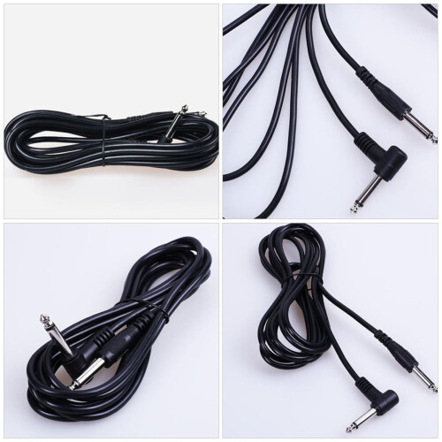 2pcs Electric Guitar Audio Cable Copper Oxidation Resistant Long Use Time Black Right Angle Connector 2