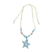Collier étoile de mer en acrylique coloré, pour vacances à-Bleu