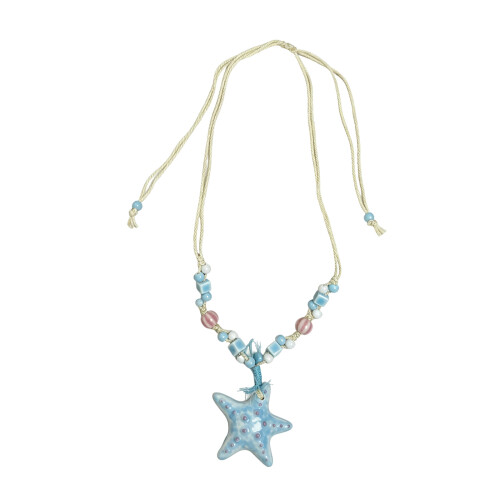 Collier étoile de mer en acrylique coloré, pour vacances à-Bleu