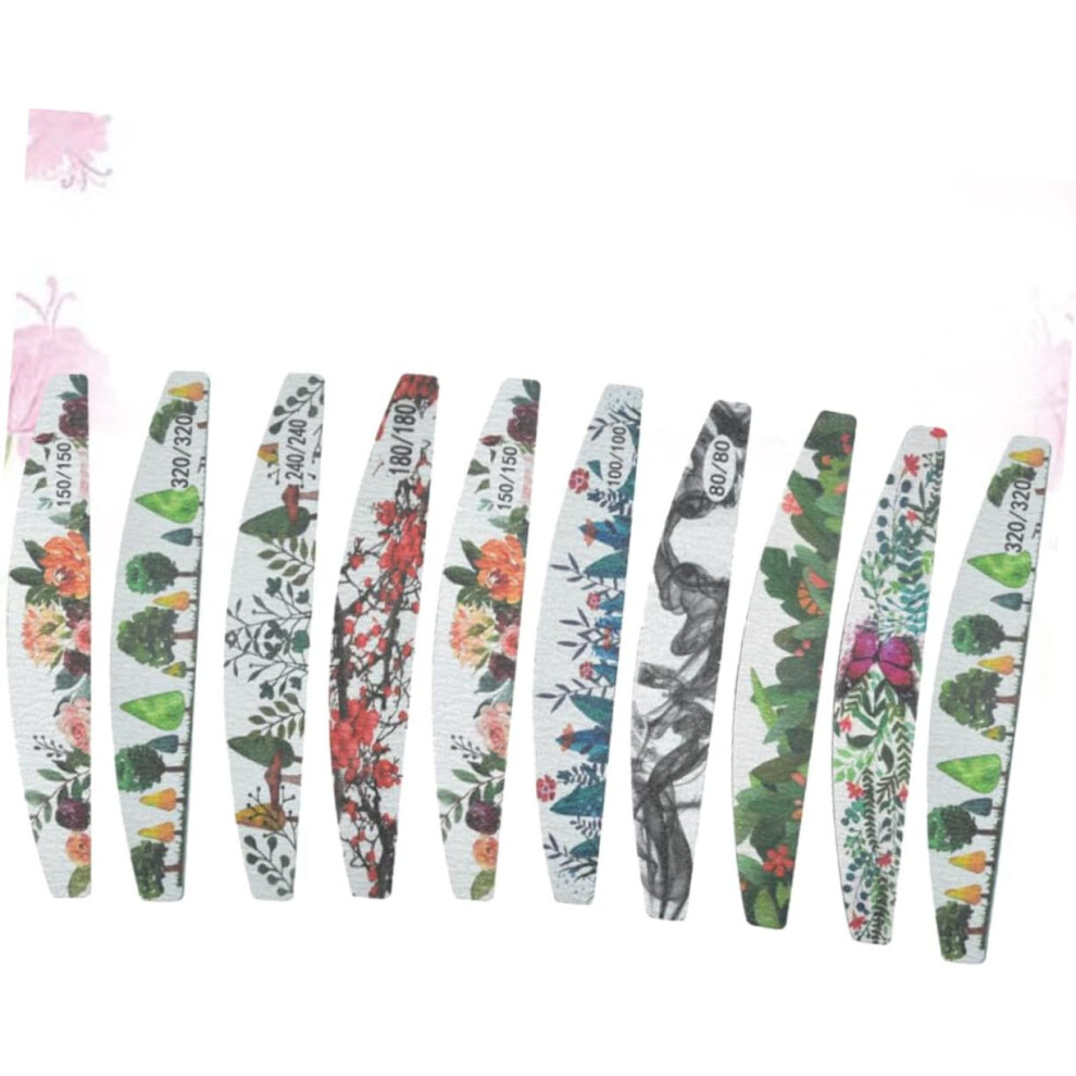 Hkhbjs 10Pcs Double-Sided Nail Files For Manicure And Pedicure Half-Moon Shape Nail Buffers Polishing Tools