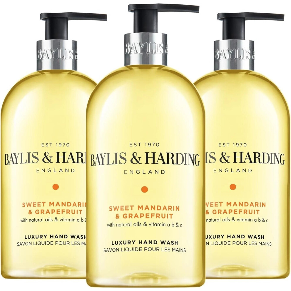 Baylis & Harding Jasmine & Grapefruit 500ml x 3 Antibac Hand Wash Liquid Soap