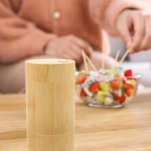 Porta stuzzicadenti automatico con dispenser in legno di bambù, leggero.