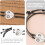 2 peças de aço inoxidável lua e estrela gravado casais pulseiras tecidas conjunto 2