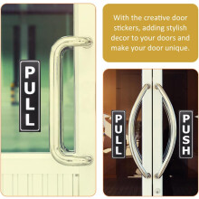Autocollants de porte « Tirer/Pousser » (lot de 2, 4 x 13 cm, lettres creuses noires réutilisables) pour portails de restaurant