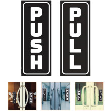 Pull Push Porta Adesivos 2pcs 4x13cm Preto reutilizável Carta Oca Decals para Portões de Restaurante