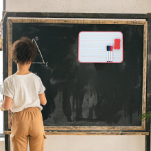 Pizarra blanca magnética pequeña de borrado en seco con líneas fonéticas de 21x30 cm para practicar el aprendizaje de la escritura.