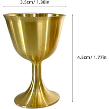 Messbecher aus Messing, 2 Stück, klein, 4,5 cm, dekorative Metallbecher für Tempelrituale und zum Essen