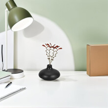 Zen-Vase, runde, schwarze Keramikvase, dekoratives Deko-Element für Trockenblumen, ideal für Zuhause
